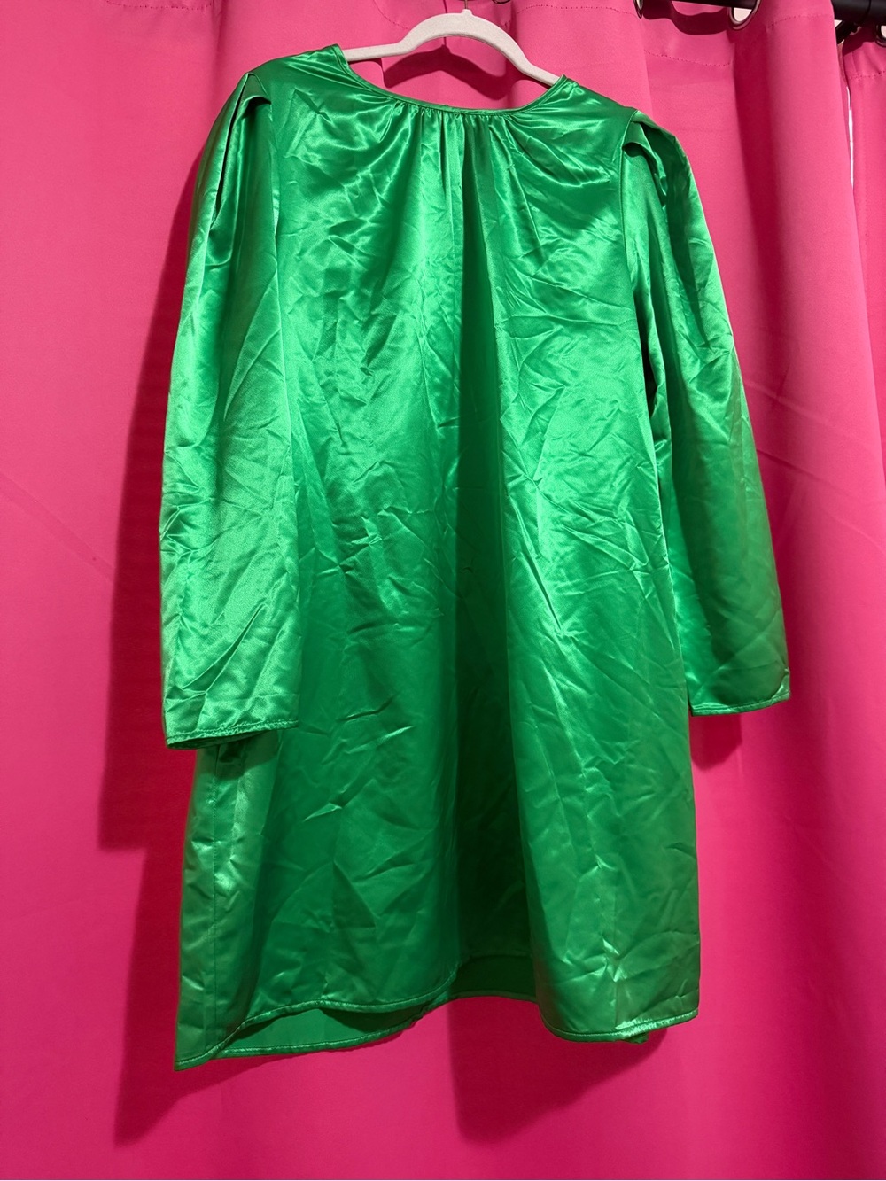 a new day Emerald Green Satin Long Sleeve Dress
